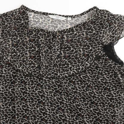 New Look Womens Black Animal Print  Basic Blouse Size 12
