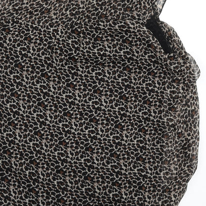 New Look Womens Black Animal Print  Basic Blouse Size 12