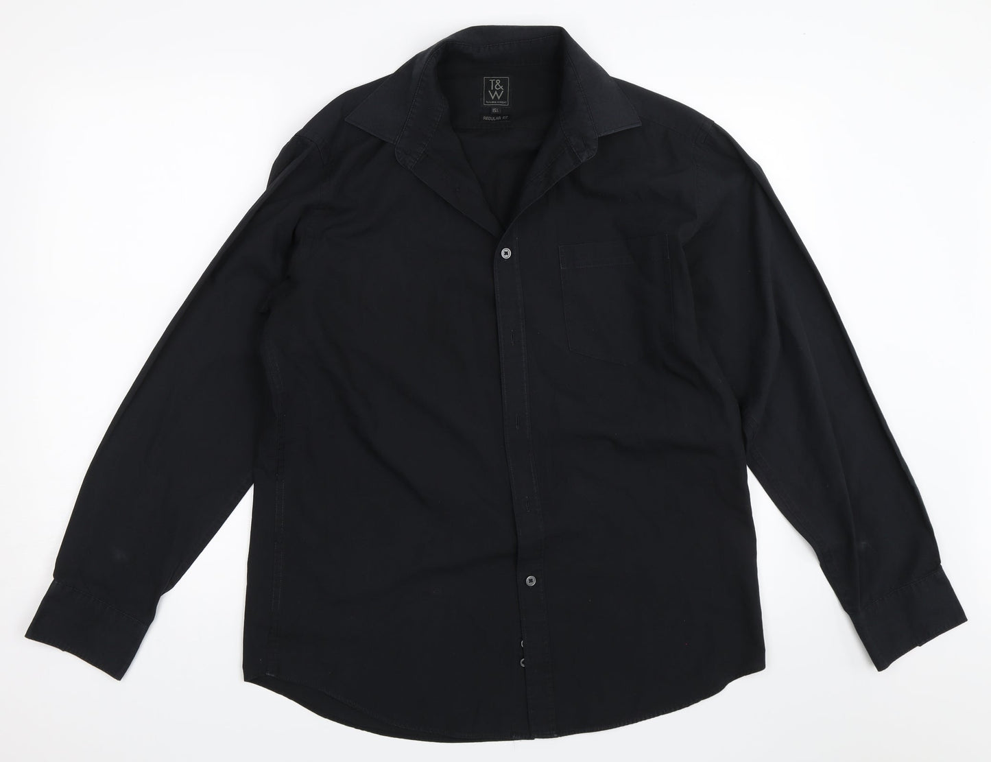 Taylor & Wright Mens Black    Button-Up Size 15.5