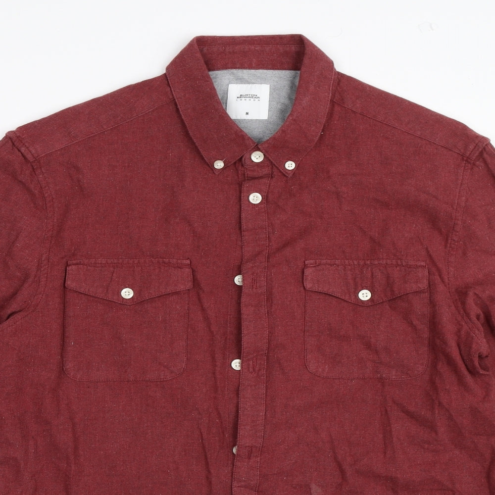 Mens UK Size M Burton Red  Button-Up Long Sleeve Casual Shirt