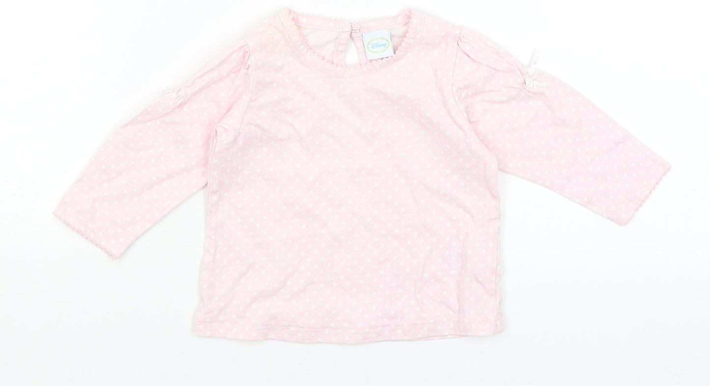 Disney Baby Pink Polka Dot  Basic T-Shirt Size 3-6 Months