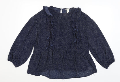 Womens UK Size 12 H&M Blue Basic Blouse