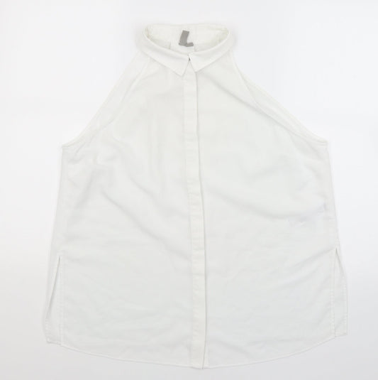 Womens UK Size 14 ASOS White Basic Button-Up