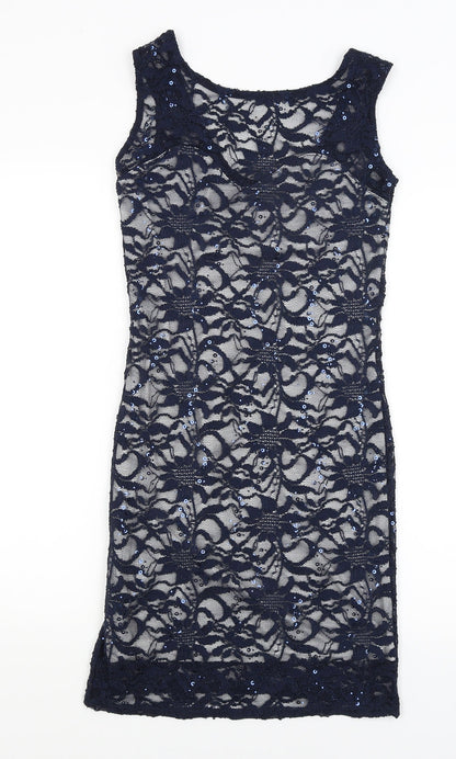 Quiz Womens Blue Floral  Bodycon  Size 10