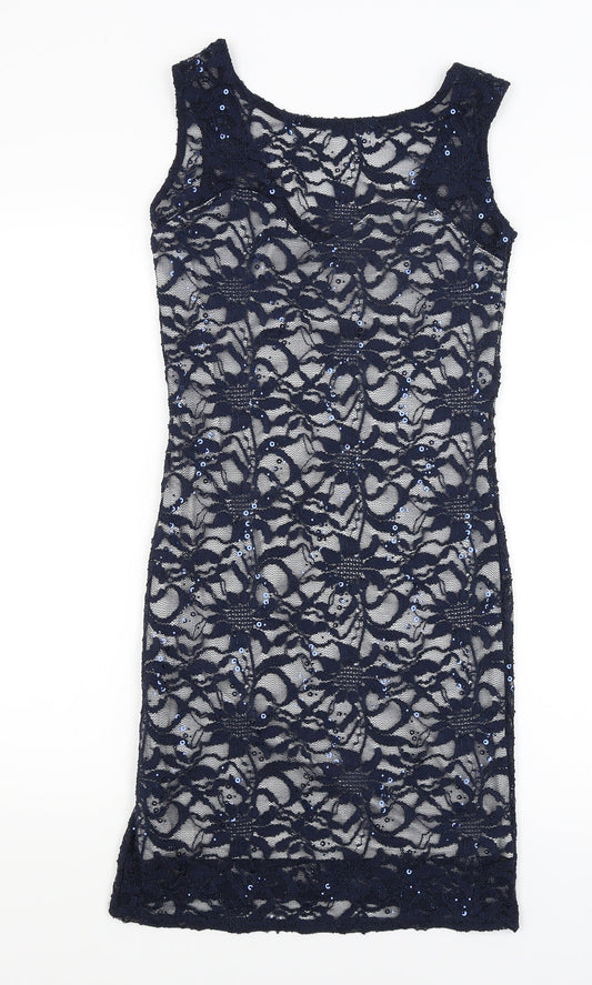 Quiz Womens Blue Floral  Bodycon  Size 10