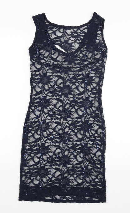 Quiz Womens Blue Floral  Bodycon  Size 10