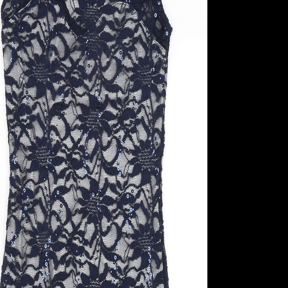 Quiz Womens Blue Floral  Bodycon  Size 10