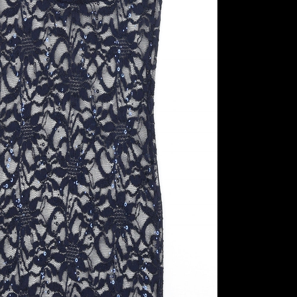 Quiz Womens Blue Floral  Bodycon  Size 10