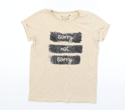 Primark Girls Beige   Basic T-Shirt Size 10-11 Years  - Sorry, Not Sorry