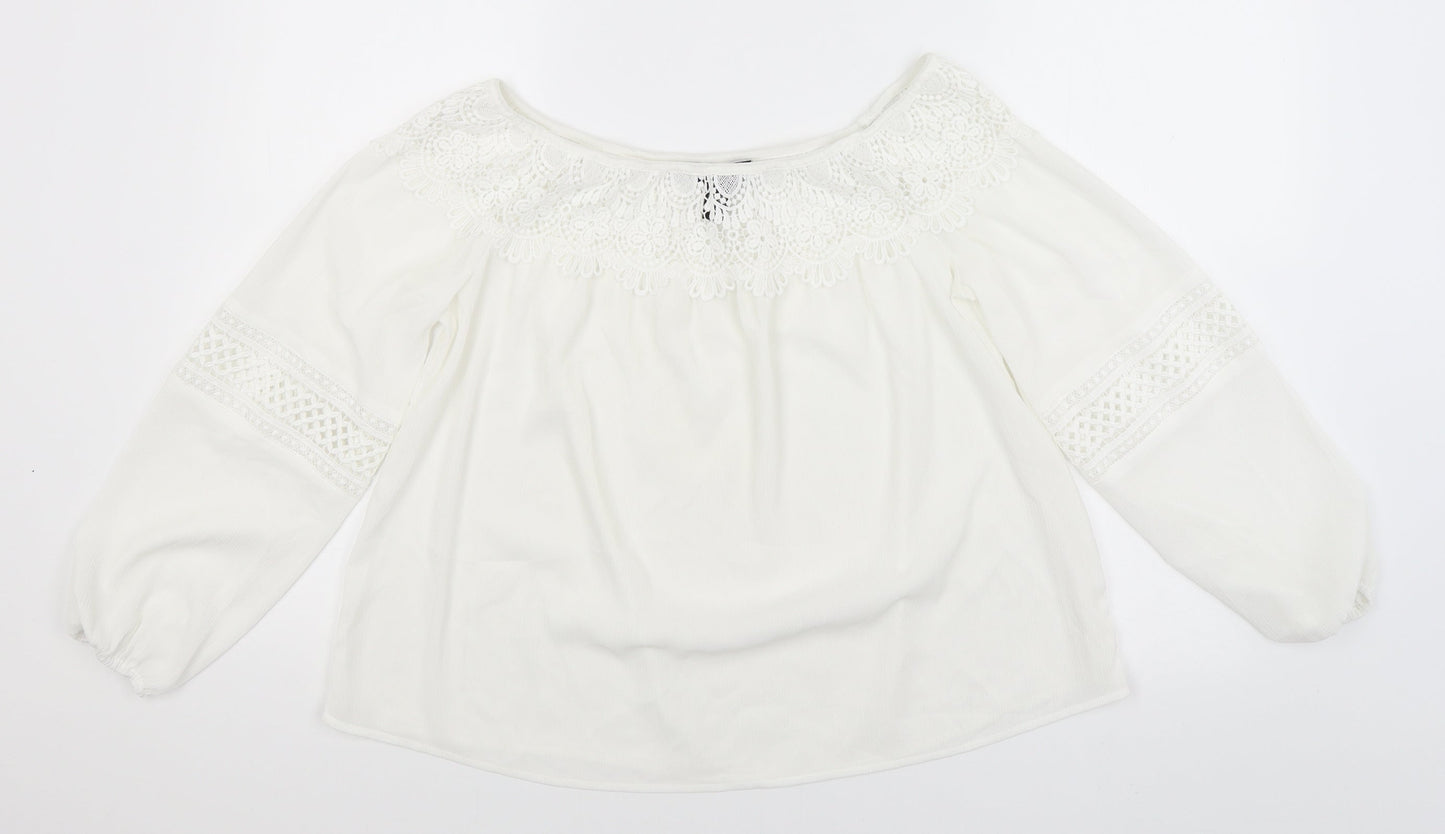 Womens UK Size 10 New Look White Basic Blouse