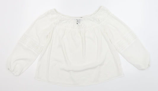 Womens UK Size 10 New Look White Basic Blouse