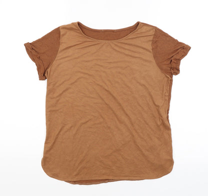 Womens UK Size 10 Atmosphere Brown Basic T-Shirt