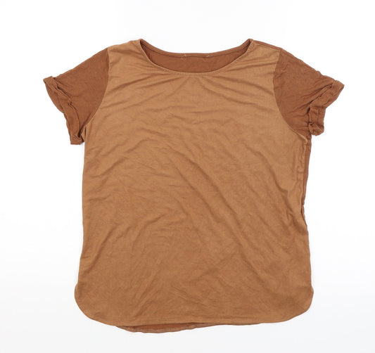 Womens UK Size 10 Atmosphere Brown Basic T-Shirt