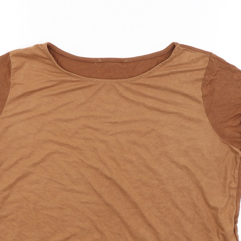 Womens UK Size 10 Atmosphere Brown Basic T-Shirt