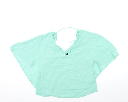 Womens UK Size S Zara Green Basic Blouse