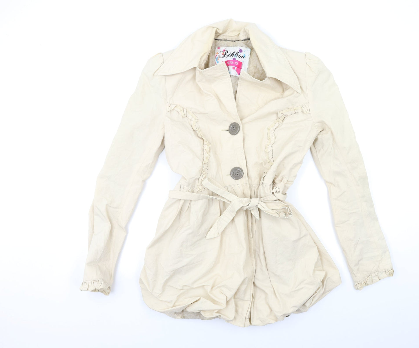 Ribbon Womens Ivory   Overcoat Coat Size 12