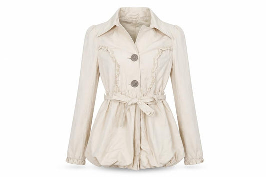 Womens UK Size 12 Ribbon Ivory Overcoat