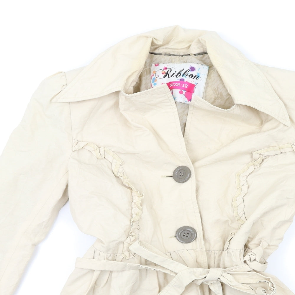 Ribbon Womens Ivory   Overcoat Coat Size 12