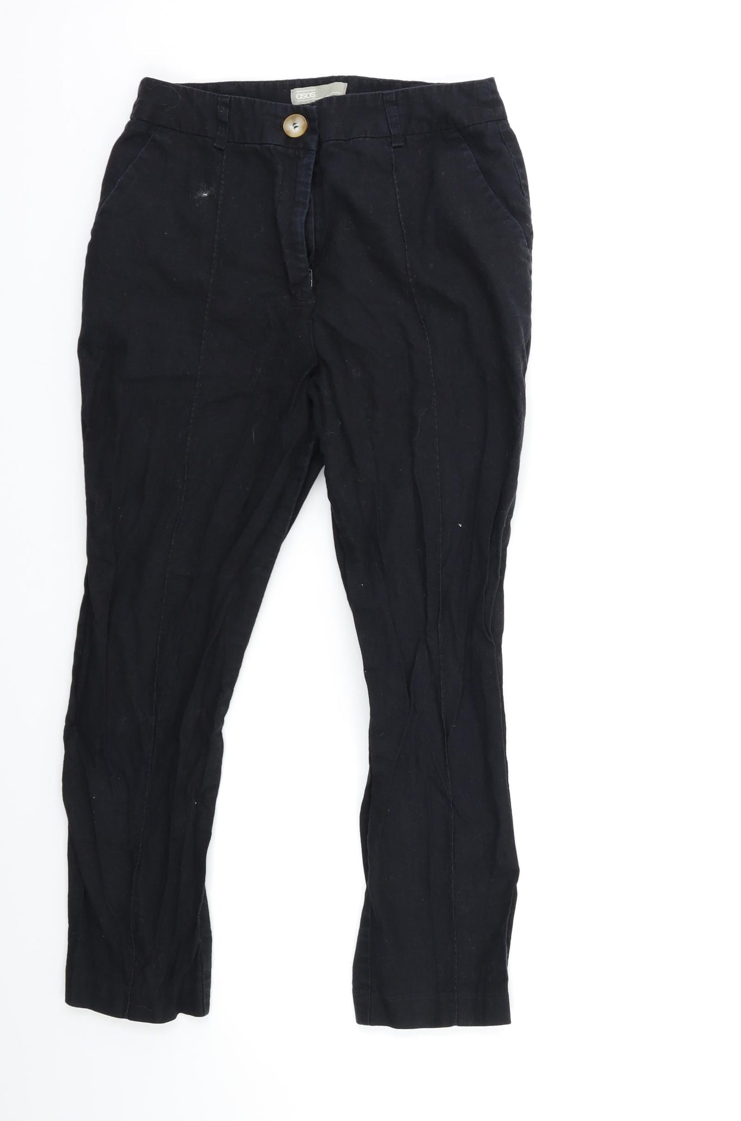 Womens UK Size 10 ASOS Regular Fit Cropped Black Trousers