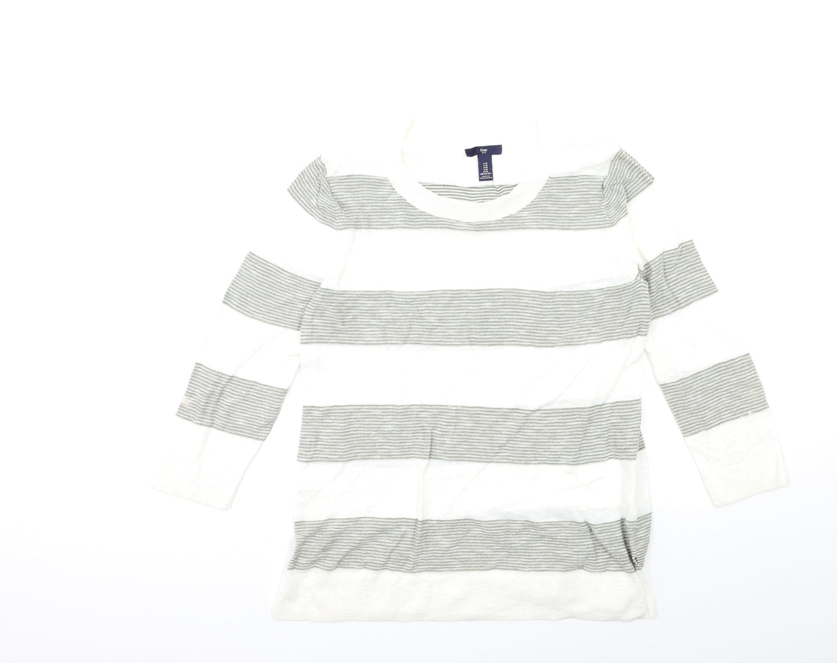 Gap Womens White Striped Knit Pullover Jumper Size M