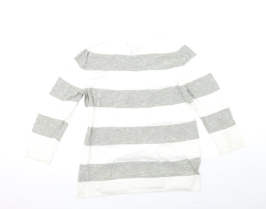 Gap Womens White Striped Knit Pullover Jumper Size M