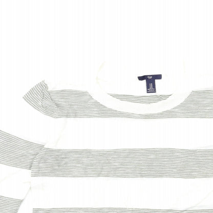 Gap Womens White Striped Knit Pullover Jumper Size M