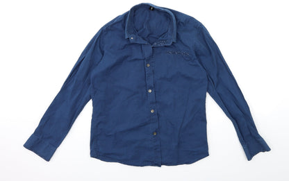 Mens UK Size S Brand Blue  Button-Up Long Sleeve Casual Shirt