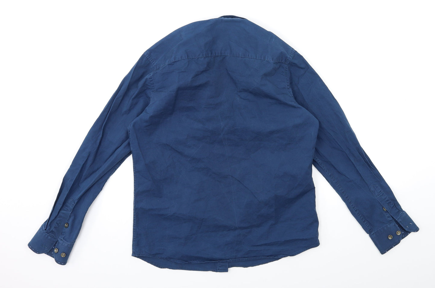 Mens UK Size S Brand Blue  Button-Up Long Sleeve Casual Shirt