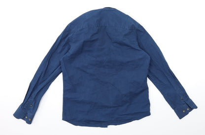 Mens UK Size S Brand Blue  Button-Up Long Sleeve Casual Shirt