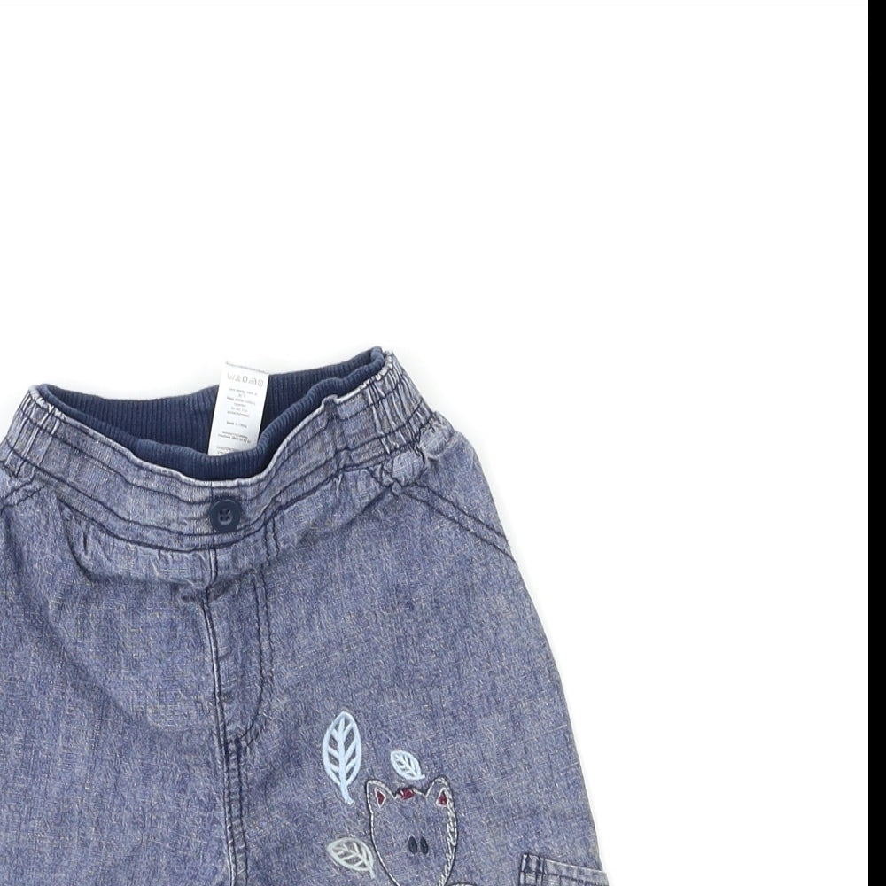 TU Baby Blue Floral Denim Jogger Jeans Size 6-9 Months