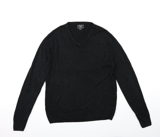 F&F Mens Black  Knit Pullover Jumper Size L