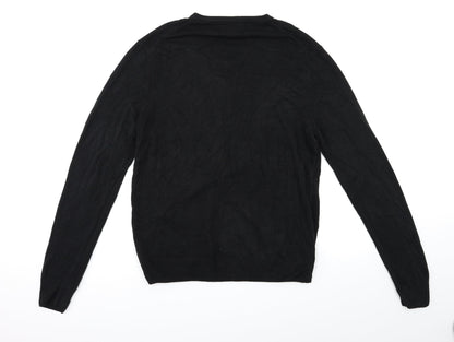 F&F Mens Black  Knit Pullover Jumper Size L