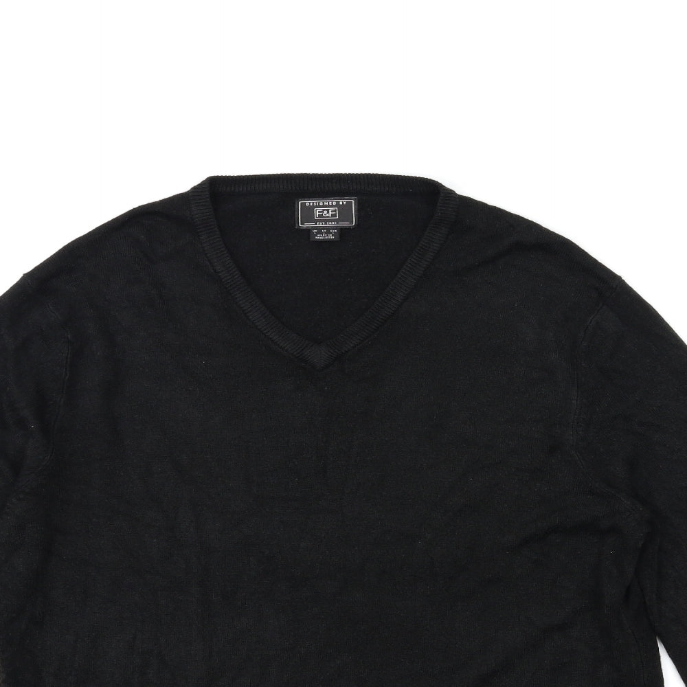 F&F Mens Black  Knit Pullover Jumper Size L