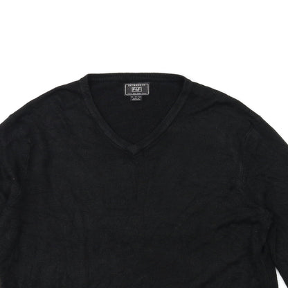 F&F Mens Black  Knit Pullover Jumper Size L