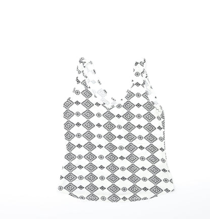 George Womens White Geometric  Basic Tank Size 8