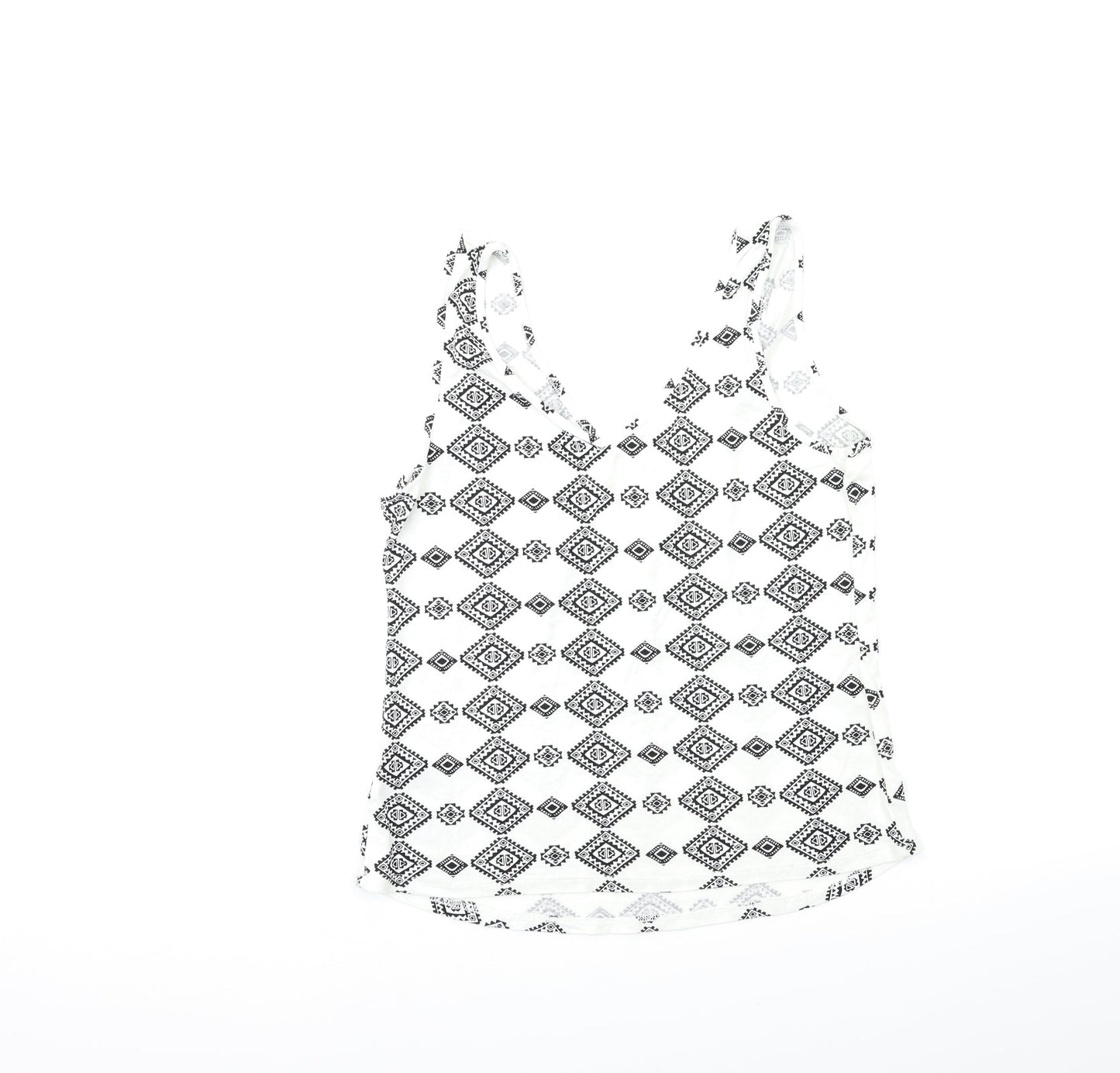 George Womens White Geometric  Basic Tank Size 8