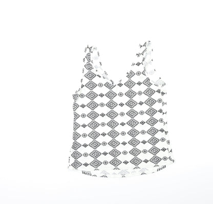 George Womens White Geometric  Basic Tank Size 8