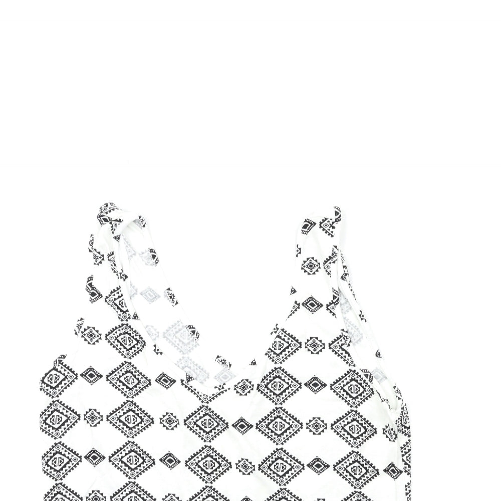 George Womens White Geometric  Basic Tank Size 8