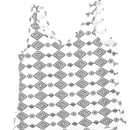 George Womens White Geometric  Basic Tank Size 8