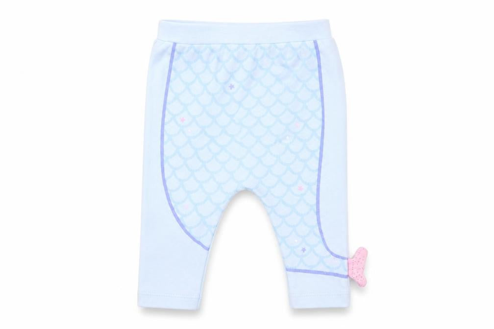 Front view of Nutmeg Baby Blue Capri Trousers, size 0-3, Months