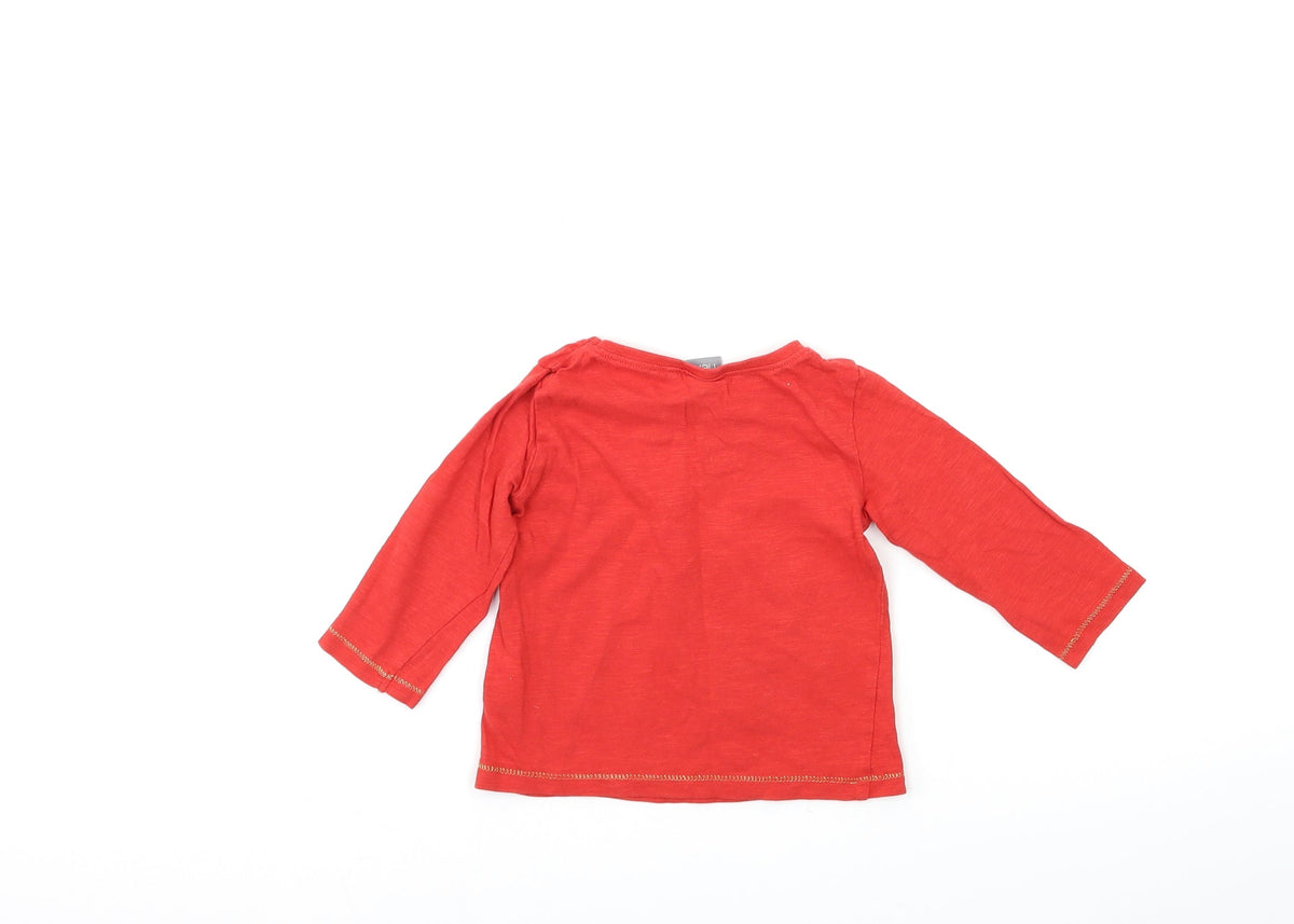 Back view of Next Baby Red Basic T-Shirt, size 6-9, Months - christmas
