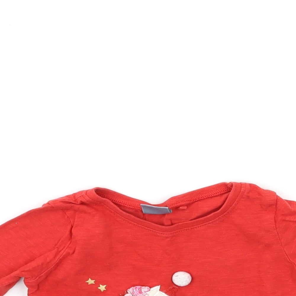 Close-up detail of Next Baby Red Basic T-Shirt, size 6-9, Months - christmas