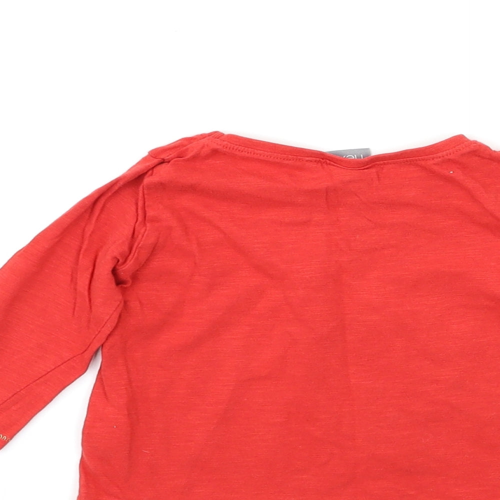 Brand and care label for Next Baby Red Basic T-Shirt, size 6-9, Months - christmas