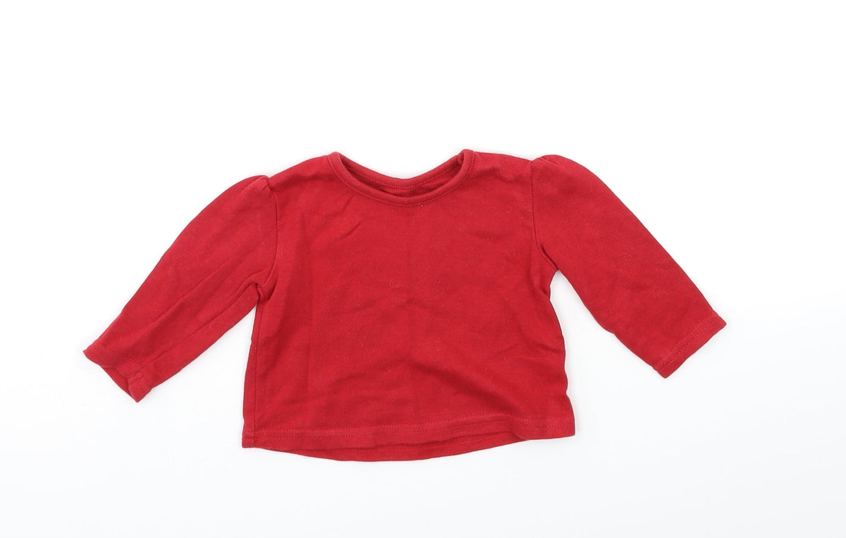 Front view of George Baby Red Basic T-Shirt, size 0-3, Months