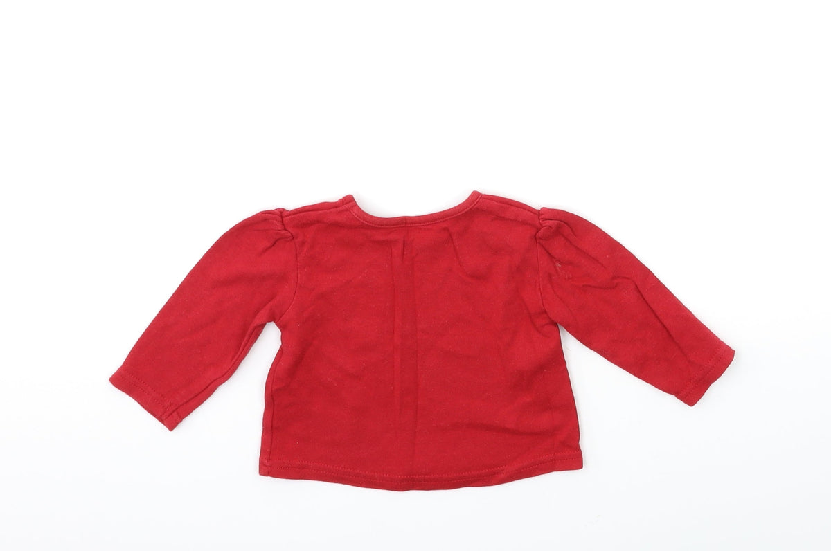 Back view of George Baby Red Basic T-Shirt, size 0-3, Months