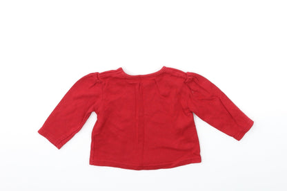 Back view of George Baby Red Basic T-Shirt, size 0-3, Months