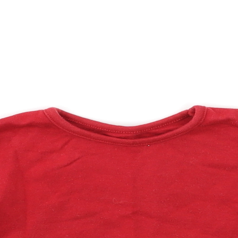 Close-up detail of George Baby Red Basic T-Shirt, size 0-3, Months