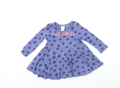 H&M Baby Blue Polka Dot  T-Shirt Dress  Size 6-9 Months