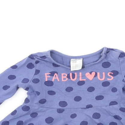 H&M Baby Blue Polka Dot  T-Shirt Dress  Size 6-9 Months