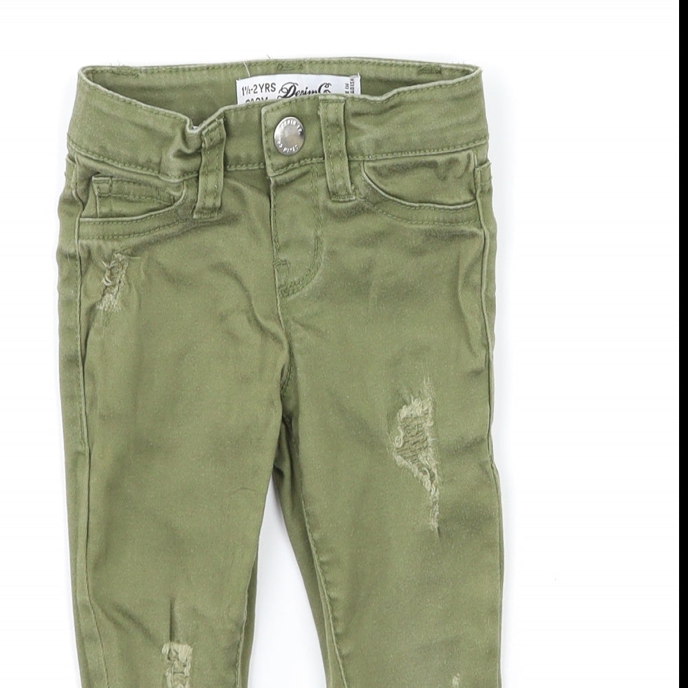 Denim & Co. Baby Green  Denim Snow Pants Jeans Size 12-18 Months